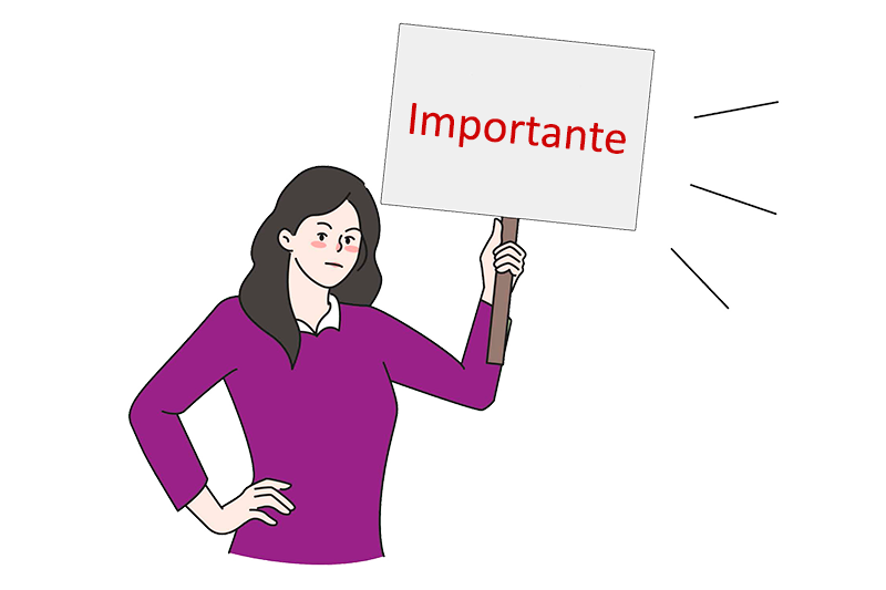 Mujer sostiene cartel con un texto que pone Importante